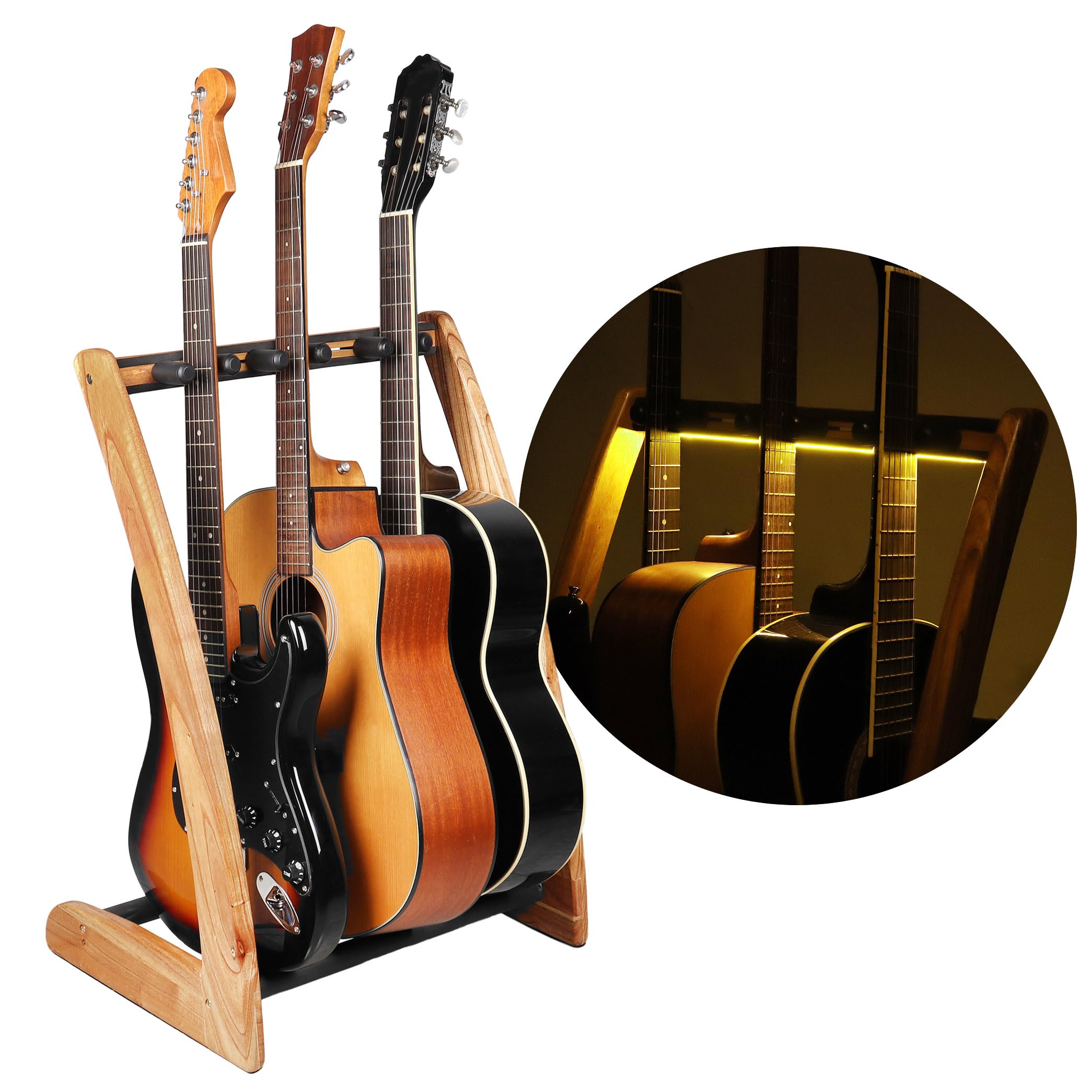 Support guitare rembourré doux Mr.Power à structure réglable et socle lumineux de protection