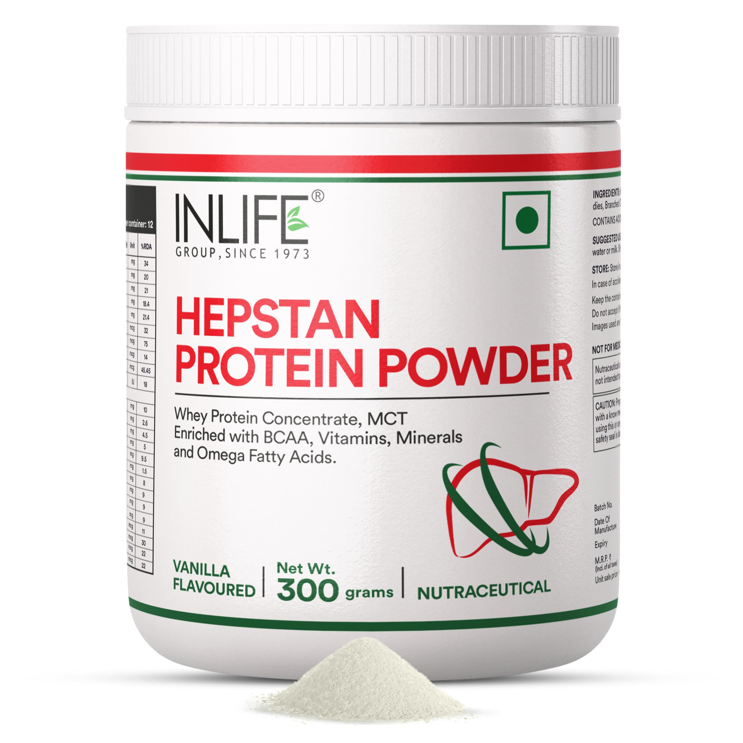 INLIFE Hepstan Supplement | Whey Protein Powder with Vitamins Minerals & BCAAs | Nutraceutical for Men and Women – 300g (Vanilla)