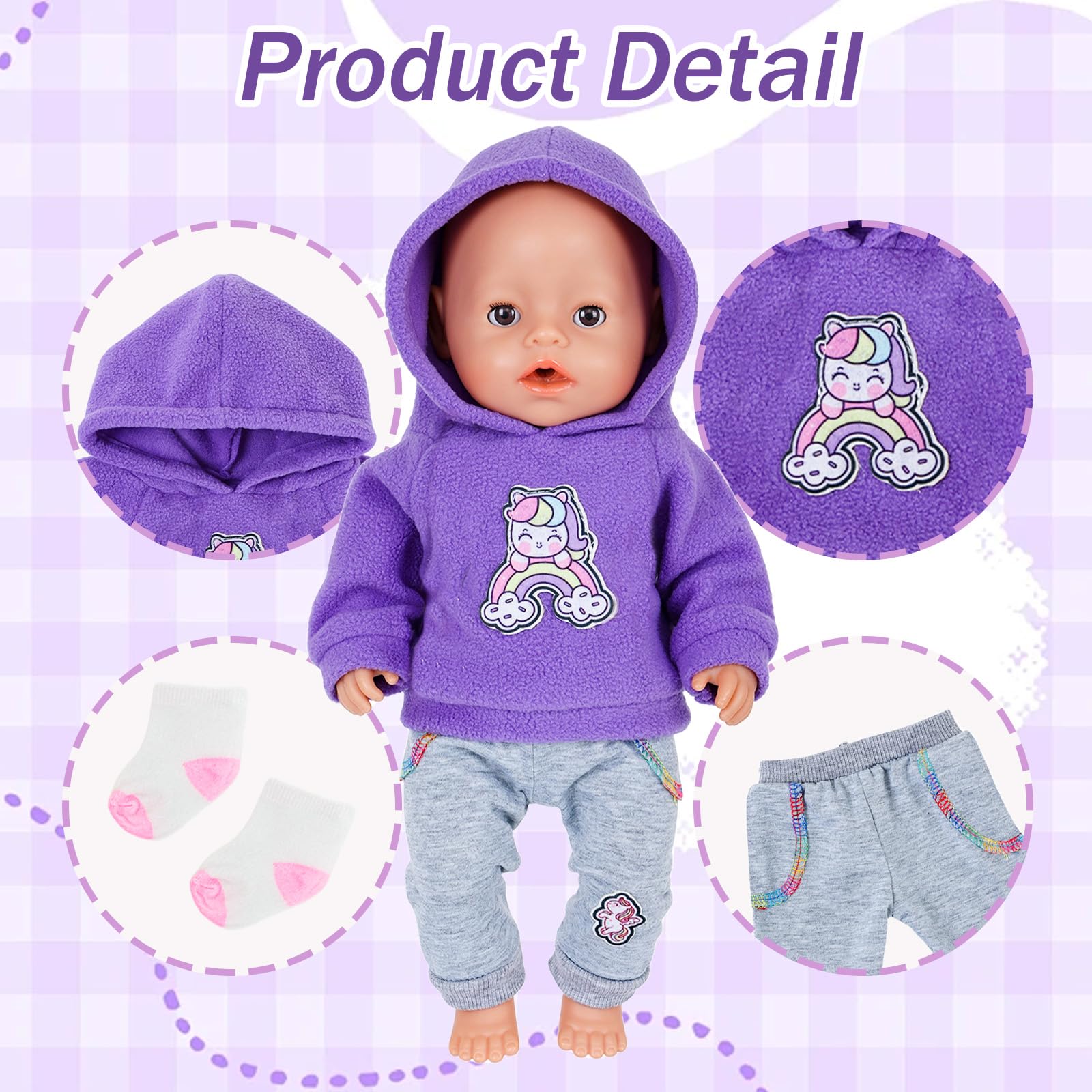 4-Piece Baby Doll Clothes Set For 14-18 Inch Dolls - Hoodie, Pants