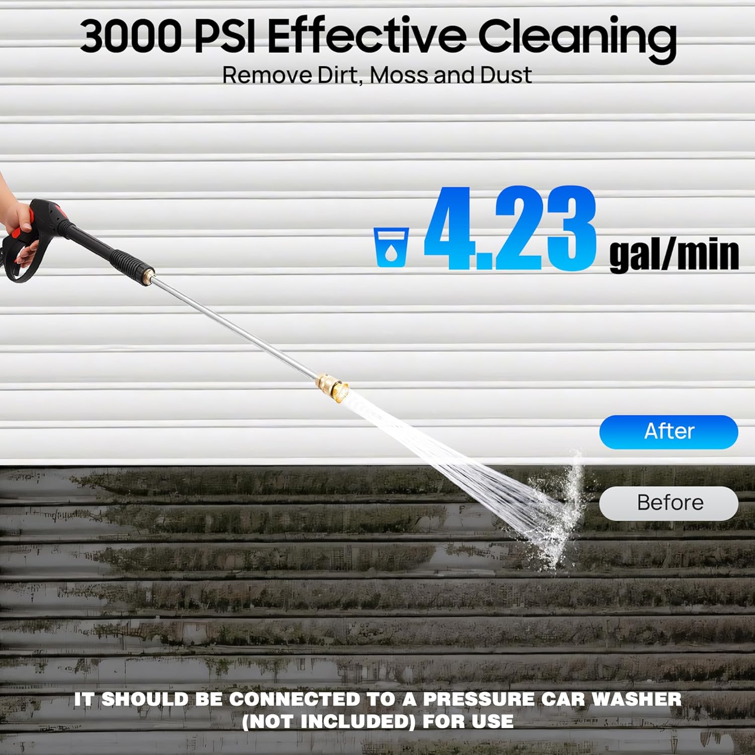 Pressure Washer Gun, Flexible Extension Wand Replacement for Most Power Washer, 5 Nozzle Tips, M22 Fitting, 26 FT Hose, 3000 PSI & 7 GPM (1 x Spray Wand)