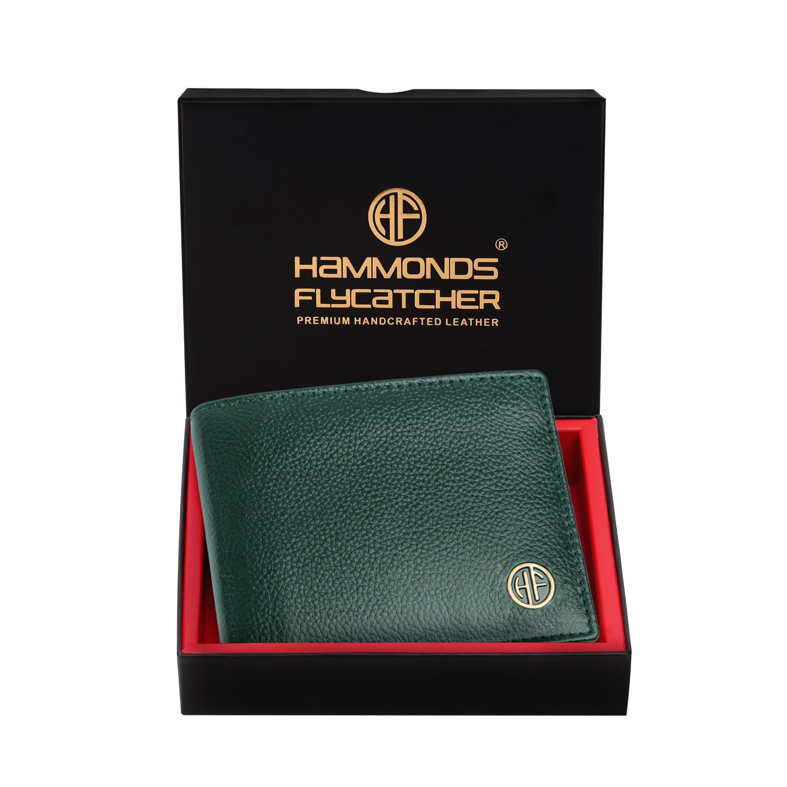 RFID Protected Bi-Fold Wallet for Men Leather Original, Mens Wallet, Leather Wallets for Men, Classic Purse with 4 Card Slots, Coin Pocket, Gift for Mens - Green