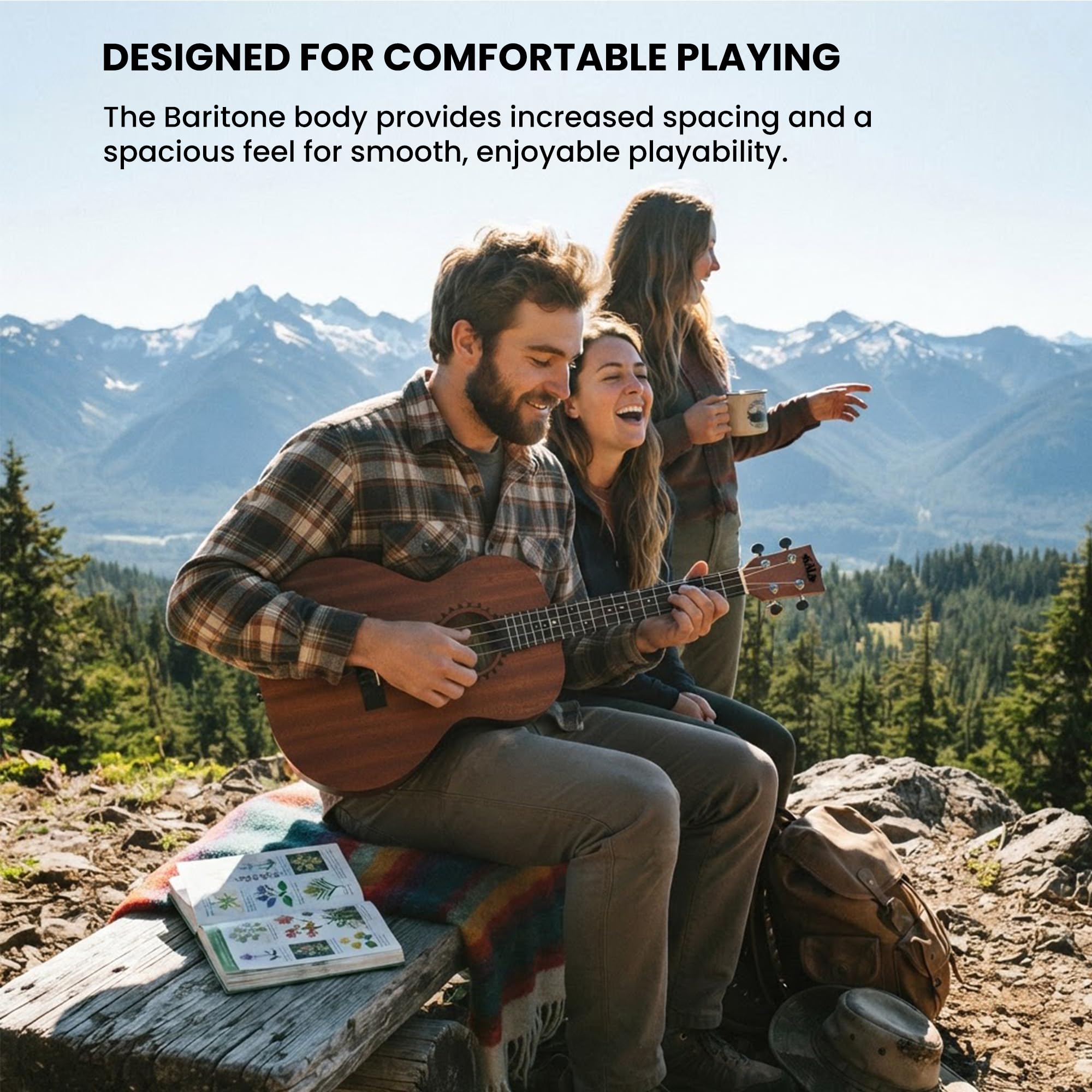 Kala - Kit ufficiale per imparare a suonare ukulele baritono, mogano satinato, include lezioni online, app di sintonizzazione e opuscolo