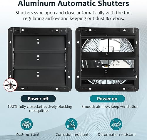 Miniatura 4 de 12 Inch Wall Mounted Exhaust Fan with Thermostat & Humidity Controller,1650 RPM Vent Fan with Variable Speed,High Velocity 1500 CFM,Automatic