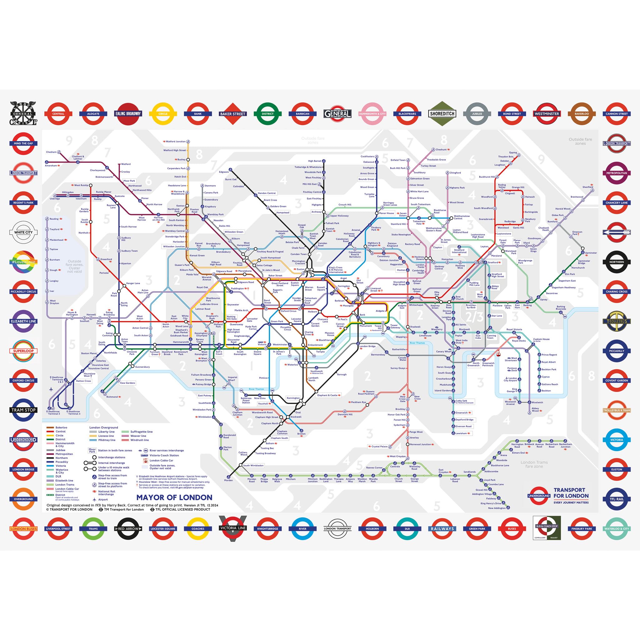 Puzzle da 1000 pezzi mappa della metropolitana di Londra | TFL | Prodotto nel Regno Unito | Puzzle durevole della metropolitana di Londra | Puzzle per adulti | Gibsons Games