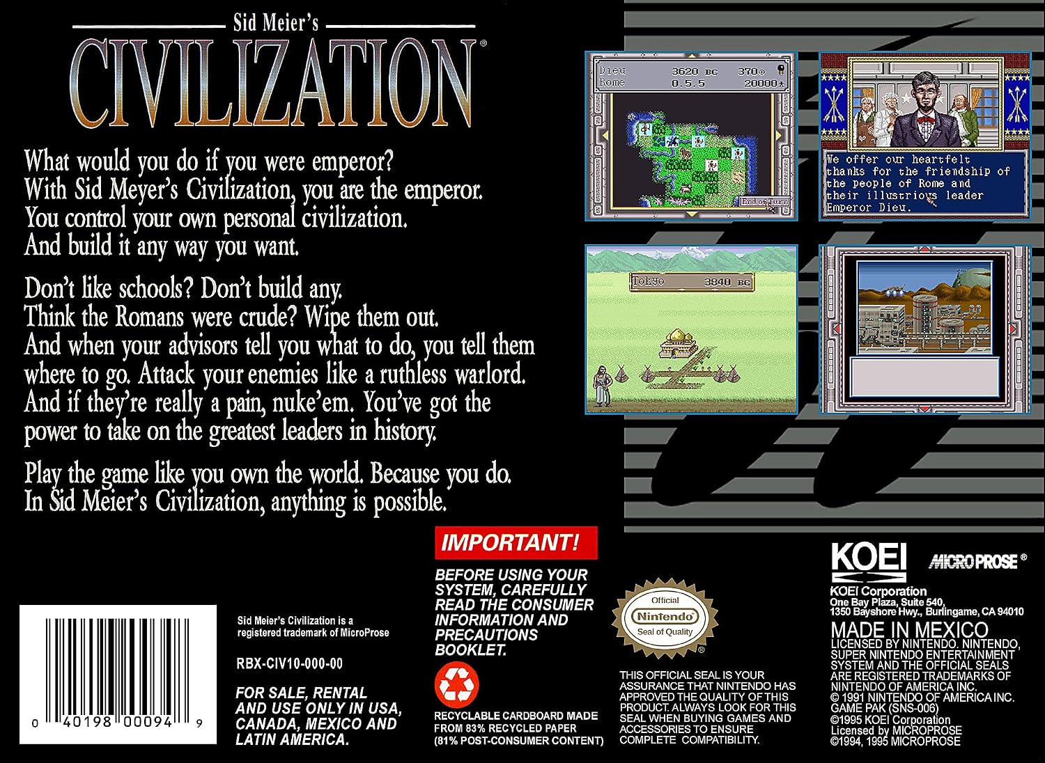 Civilization - Super Nintendo (Renewed)