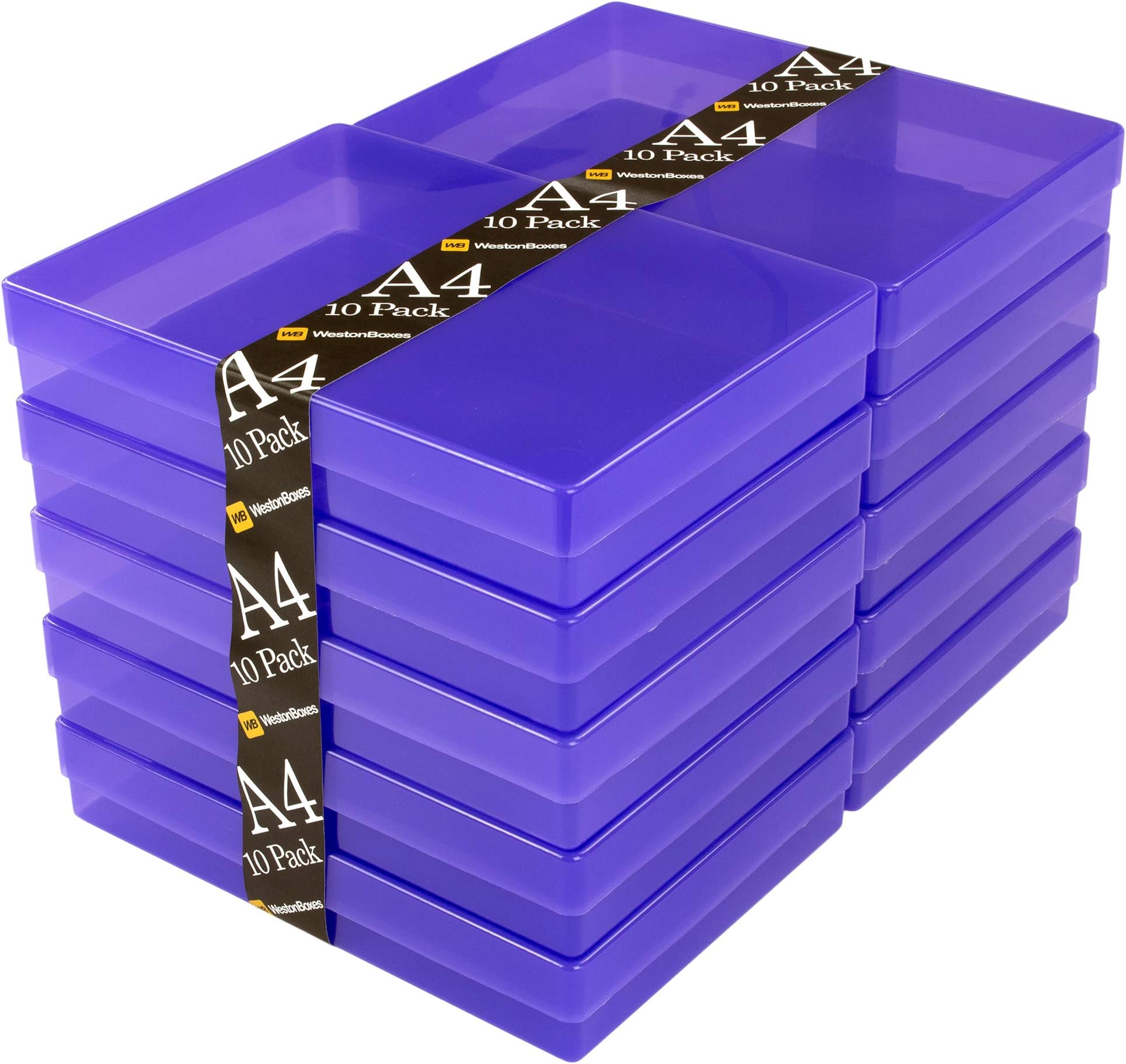 WestonBoxes A4 Transparent Plastic Craft Storage Boxes with Lids for