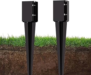 2 Pcs 24 Inch Fence Post Anchor Ground Spike, Heavy Duty 4x4 Metal Post Base (Inner Size 3.6"x3.6"), Black Powder Coated for Mailbox, Deck, Fence Support