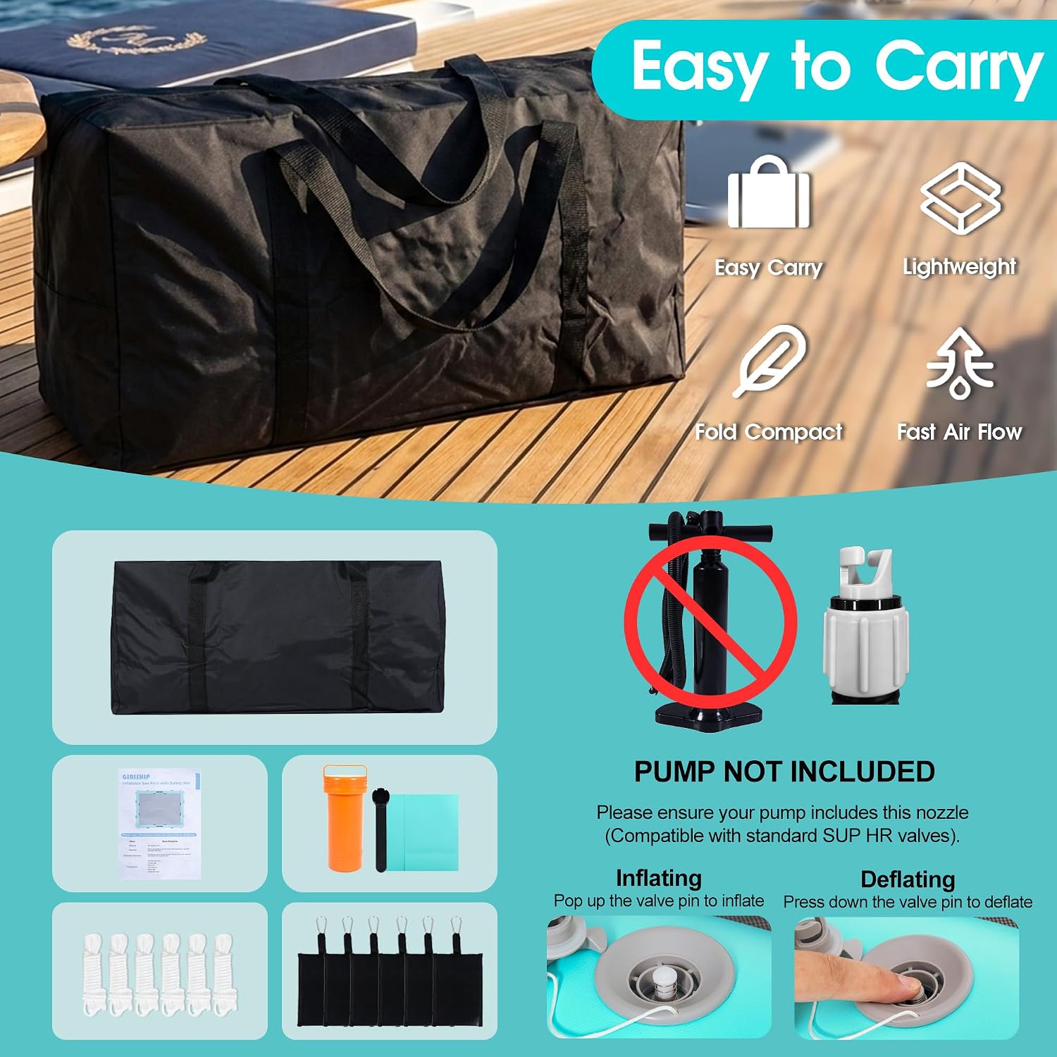 Inflatable Yacht Modular Pool Floating Dock Swim Platform with Safety Net