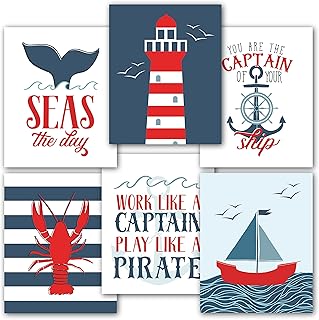 12 Nautical Nursery Decor for Boys Bedroom Decor, Nautical Bathroom Decor Wall Art Prints, Nautical Party Decorations for Room Wall Decor, Nautical Baby Shower Decorations Decorations for Wall Prints