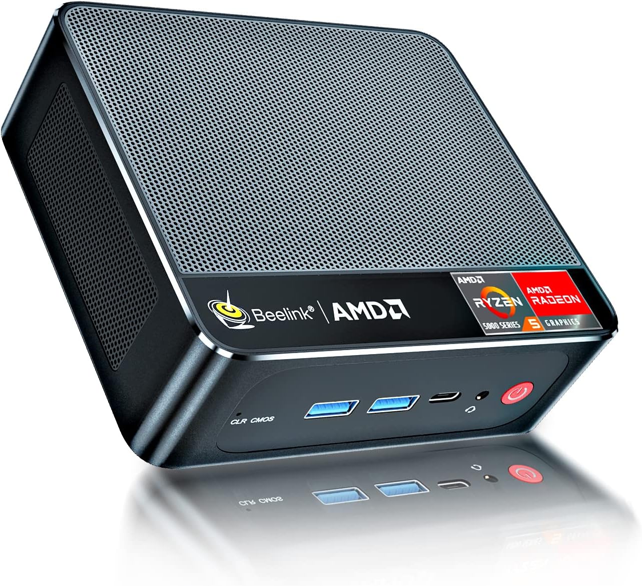 Beelink SER5 PRO Mini PC,AMD Ryzen 5 5600H(up to 4.2GHz,6C/12T),16G DDR4 RAM(3200MHz)/500GB M.2 PCIe3.0 NVMe SSD Mini Computer,Supports 4K Three-Screen Display/WiFi 6/BT5.2