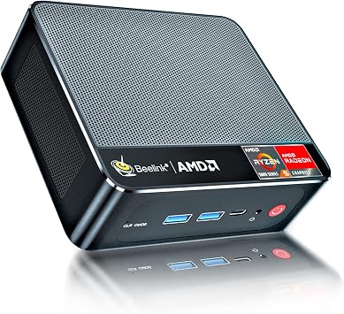 Beelink SER5 PRO Mini PC,AMD Ryzen 5 5600Hup to 4.2GHz,6C/12T,16G DDR4 RAM3200MHz/500GB M.2 PCIe3.0 NVMe SSD Mini Computer,Supports 4K Three-Screen Display/WiFi 6/BT5.2