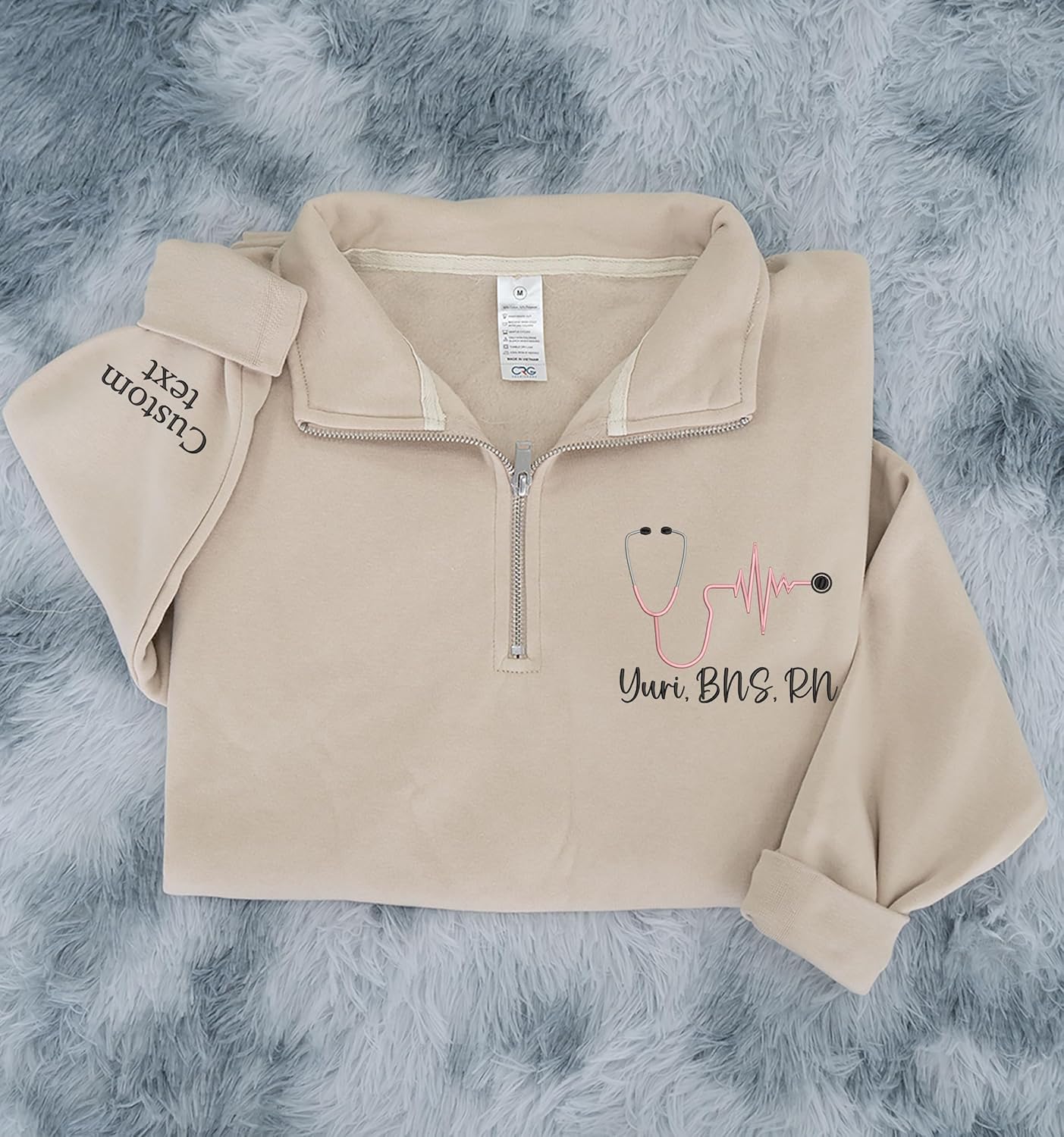 Chillever Personalized Embroidered Nurse Sweatshirt, Embroidery Nurse Quarter Zip Sweatshirt, Nurses Week Gifts - Image 2