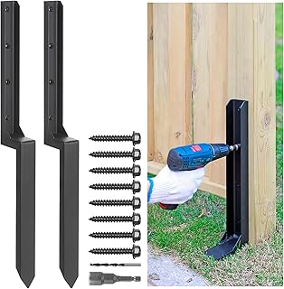 Heavy Duty Steel Repair Stakes, Anchor Ground Spike, for Repair Tilted/Broken Wood Fence Post (2 Pack/Black）