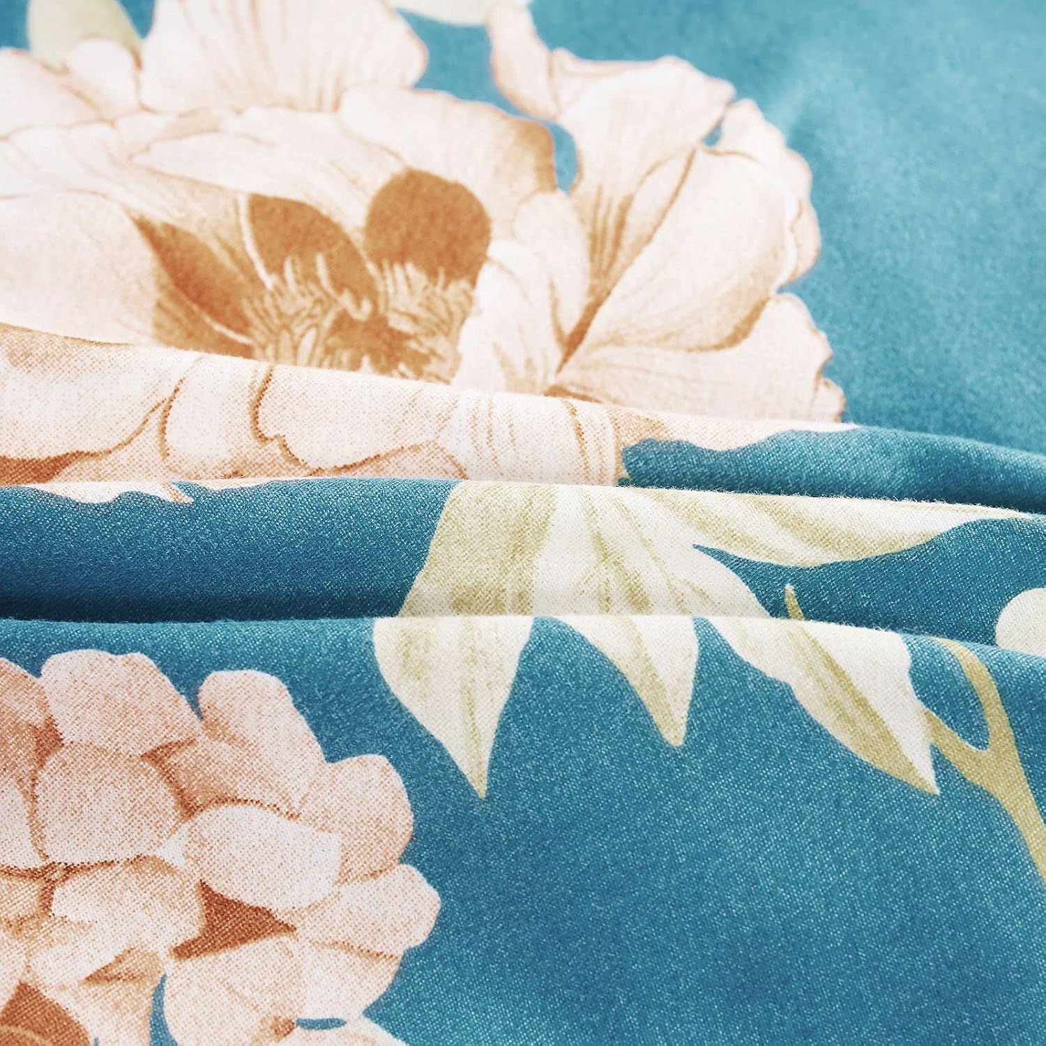 FANOYOL Comforter Set King Size, Modern Floral Hydrangea Peony Pattern - Microfiber Comforter Machine Washable for All Season - 3 Piece Sets with 2 Pillowcases