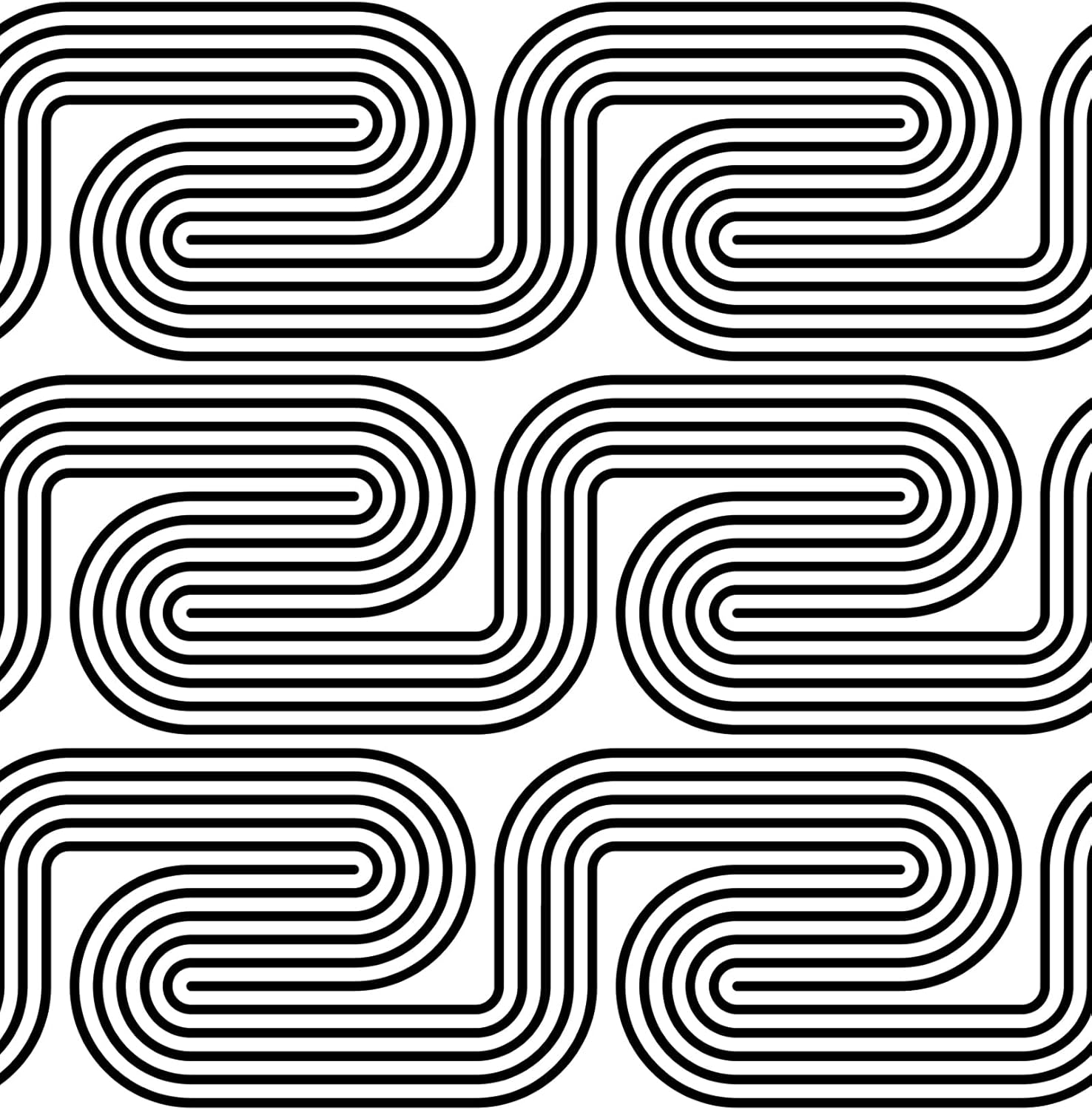 FunStick Modern Black and White Wallpaper Peel and Stick Swirl Geometric Wallpaper for Bedroom Bathroom Living Room Removable Abstract White Contact Paper for Cabinets Wall Decor Waterproof 17.5"x118"