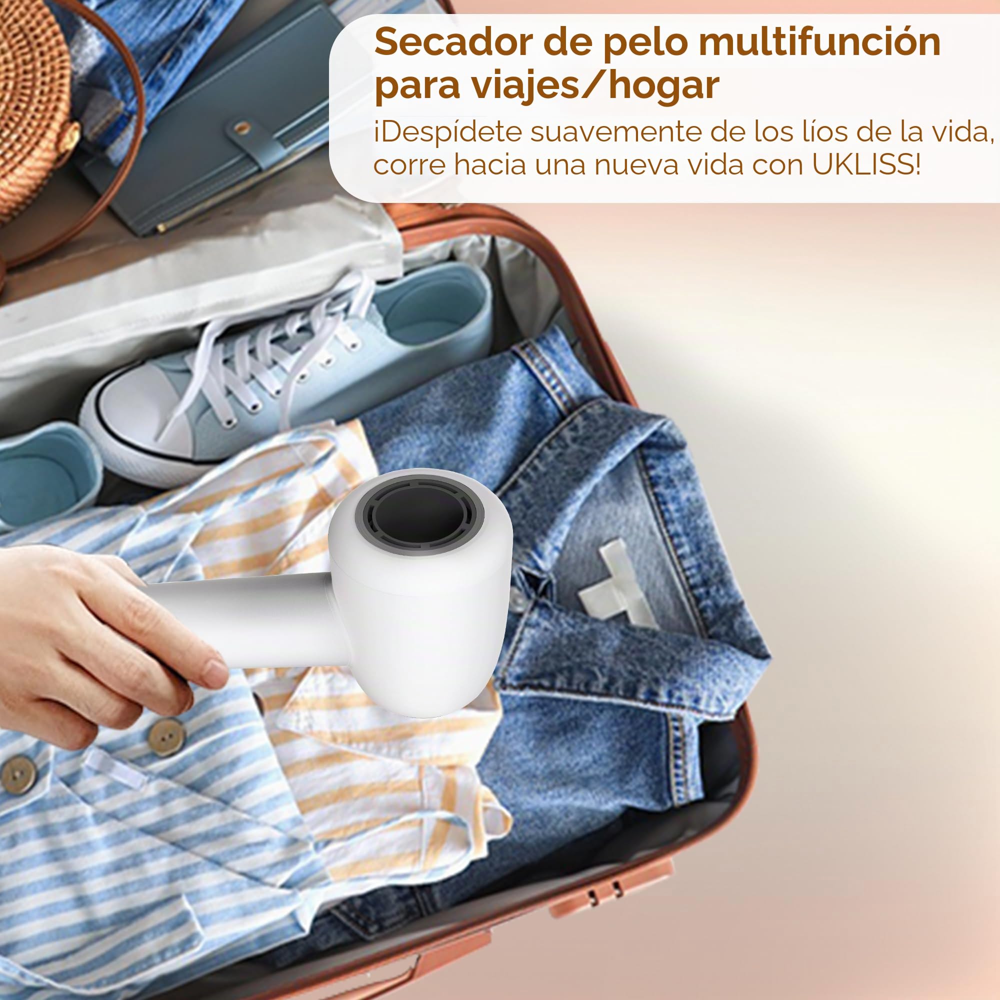 Secador Pelo Profesional, Multifuncional Secador de Viaje para secarse las manos, la ropa y el pelo, 300 Millones de Iones Negativos, 110.000 RPM Ultrarrápidas, 3 Temperaturas y 2 Velocidades