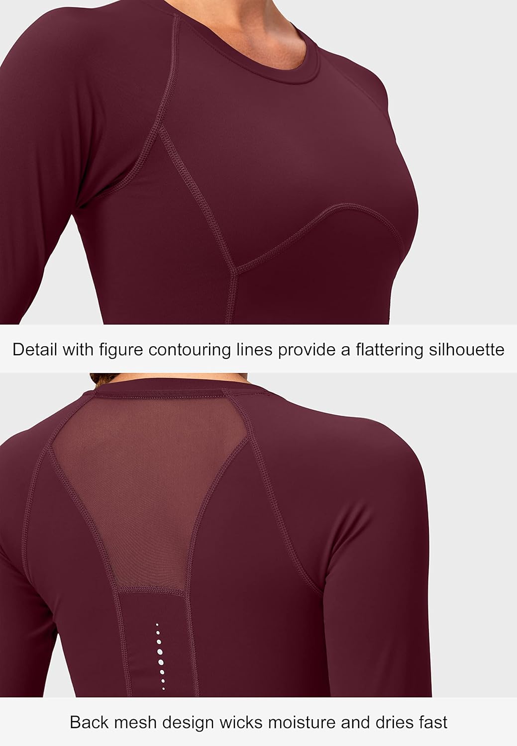 SANTINY Women's Long Sleeve Crop Workout Tops Slim Fit Gym Yoga Running Shirts for Women - Image 3