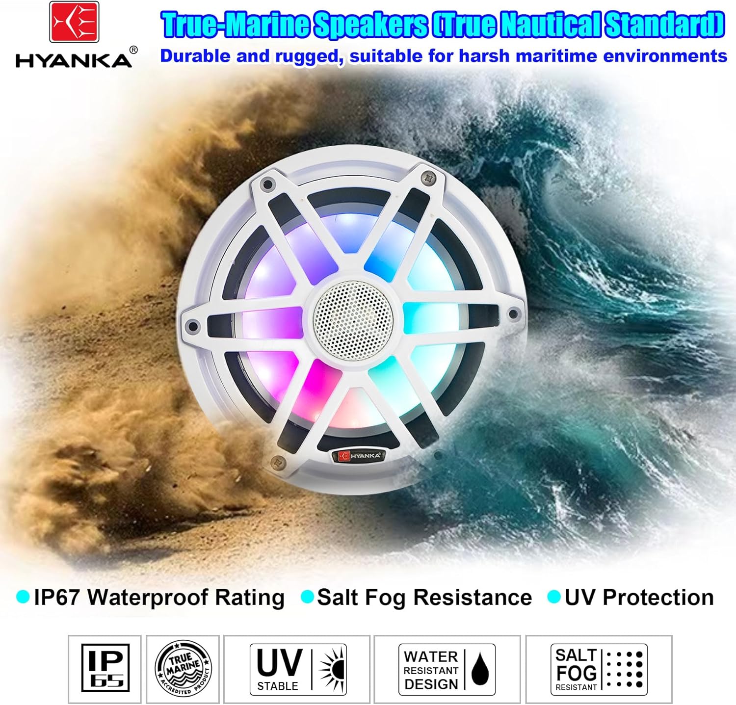 H YANKA 6.5 Car/Marine Speakers - Professional Door Speakers with Stereo Sound and No Distortion - 2 Pairs