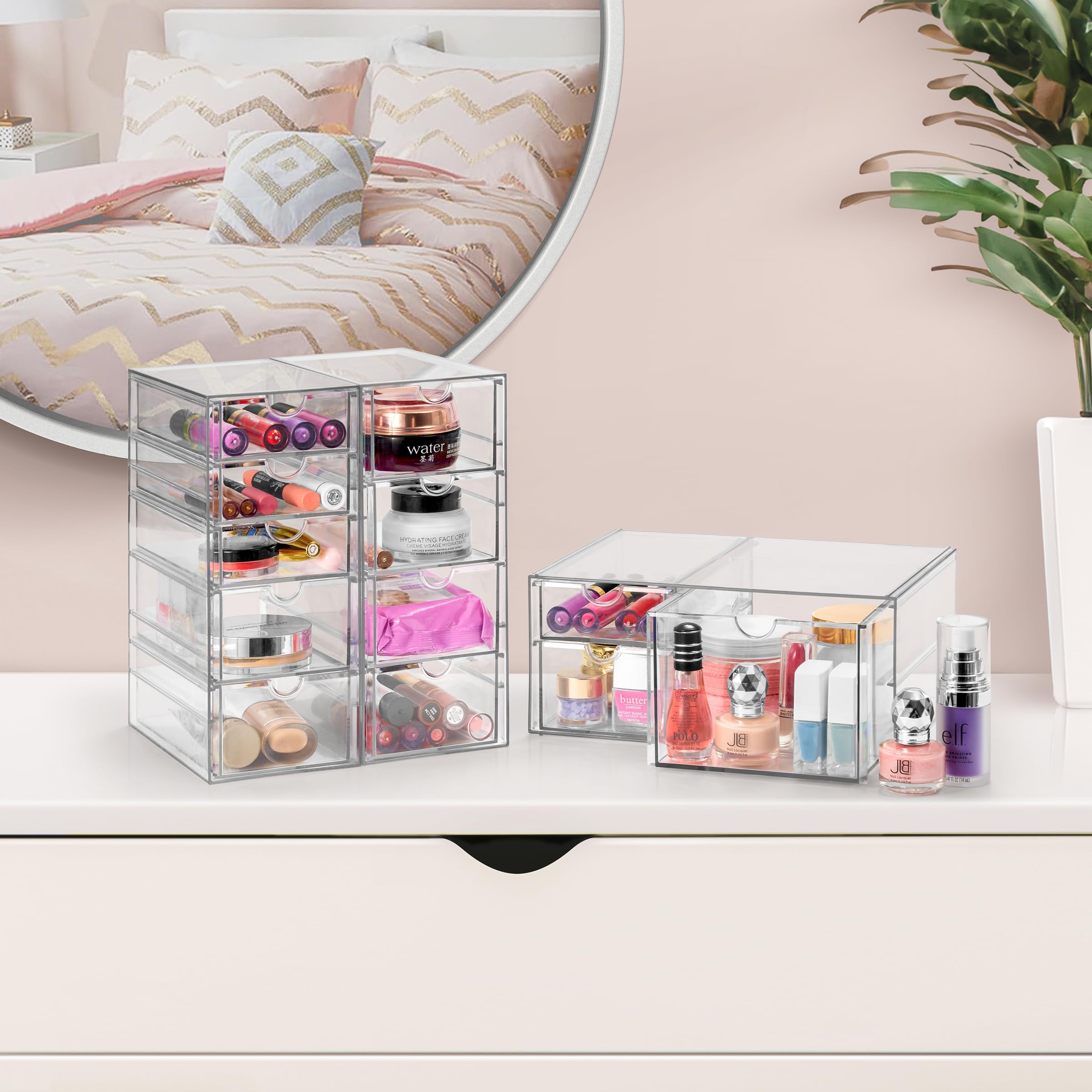 Sorbus Clear Acrylic Drawer Organizer, Stackable Storage Bins