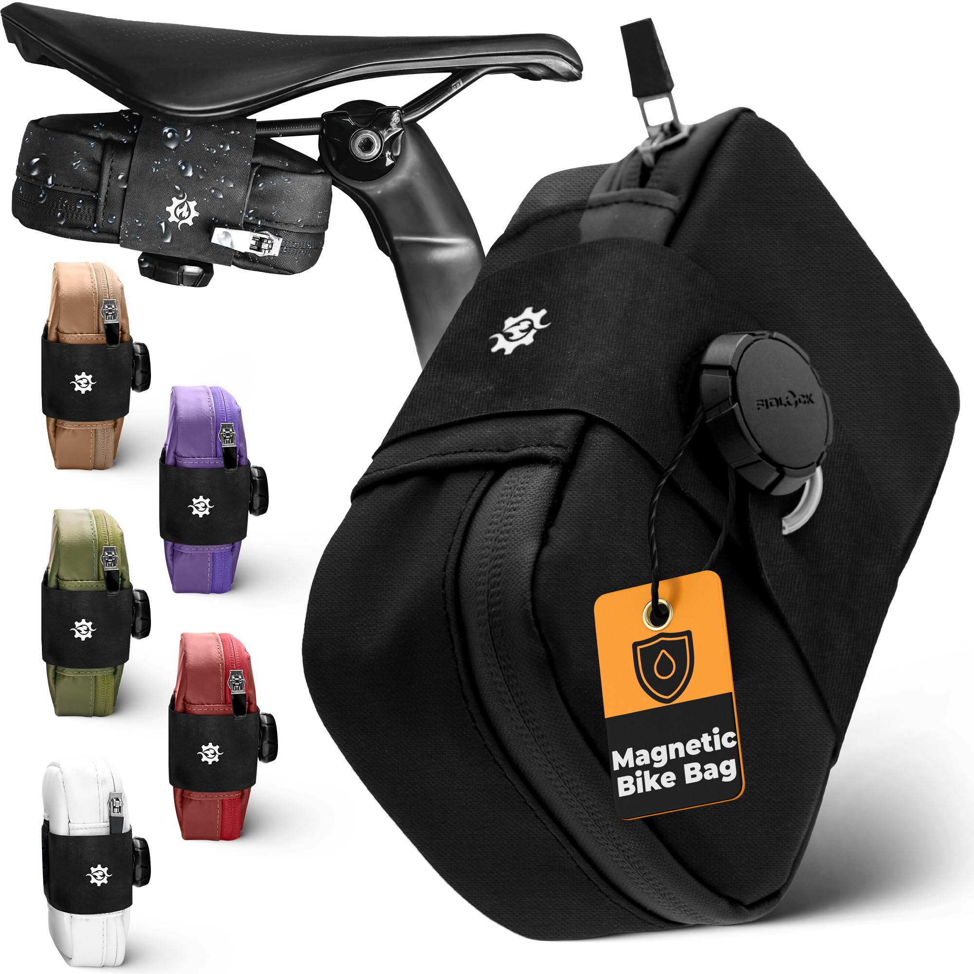 Lumiere &amp; Co. Falcon Magnetic Saddle Bag – 0.69L | 6”x 3.5”x2 | Magnetic Buckle Attachment (Black, Large)