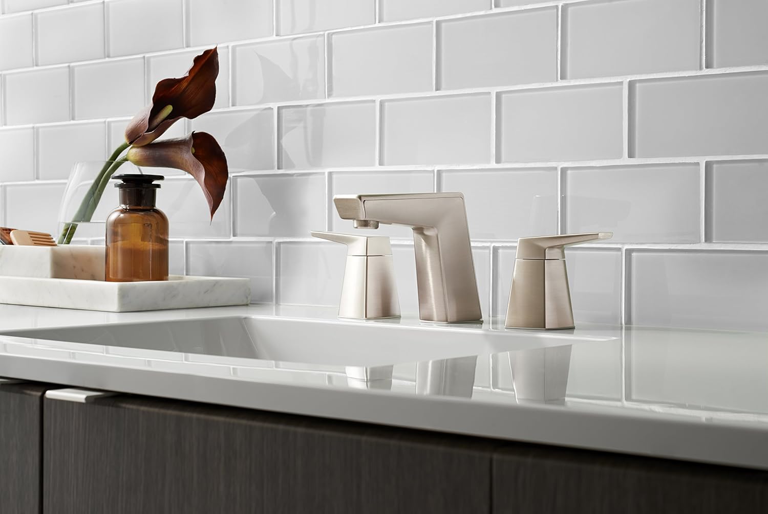 Pfister LG49LPMK Arkitek 2-Handle 8 Inch Widespread Bathroom Faucet in Brushed Nickel, Water-Efficient Model