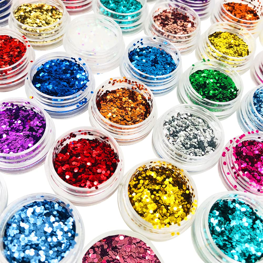 DaKuan 36 Colors Craft Glitter for Epoxy Resin, Resin Decoration Art Kit with Resin, DIY Decorations Dye Pigment, Gold Foil Flakes, Nail Art