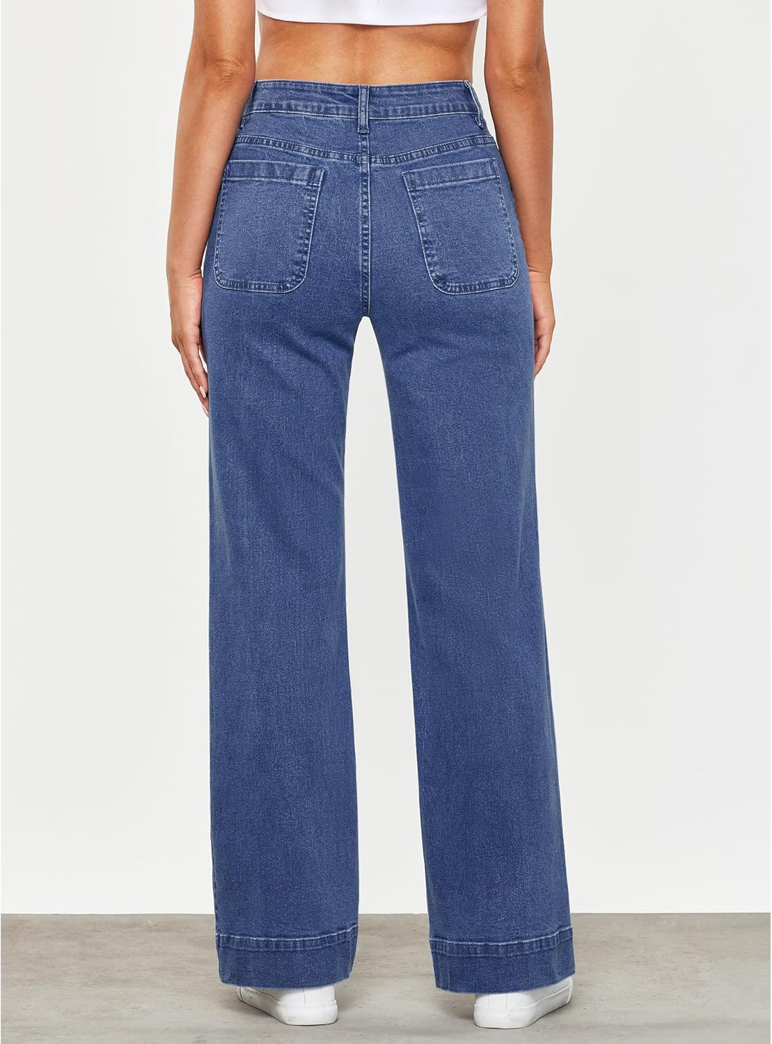 GRAPENT Wide Leg Jeans for Women High Waisted Flare Trendy Stretchy Denim Pants Duo Pockets Trouser Jeans - Image 2