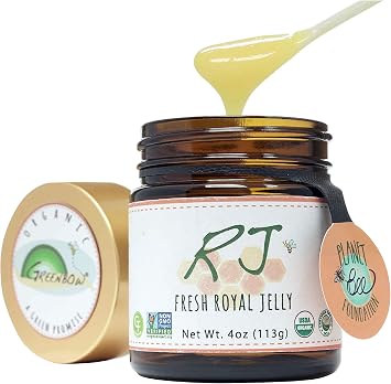 Greenbow Organic Fresh Royal Jelly - 100% USDA Certified Organic, Non-GMO, Halal, Certified GMP, Pure, Gluten Free - One of The Most Nutrition Packed - 113g