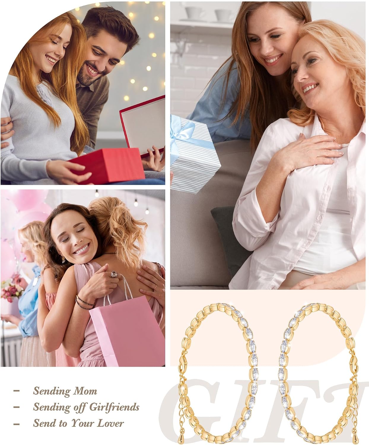 Tennis Bracelets for Women, 14K Gold Plated Diamond Bracelet, Cubic Zirconia Dainty Gold Bracelet for Women, Gifts Jewelry for Women