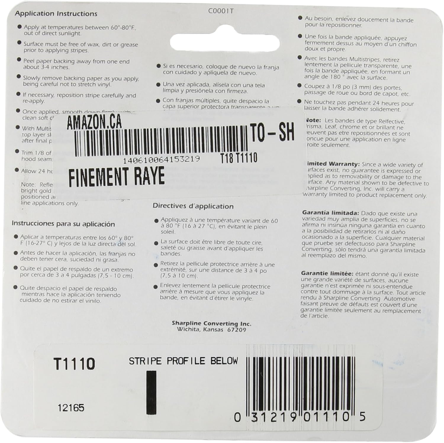 TRIMBRITE T1110 1/8 Pinstripe Tape White