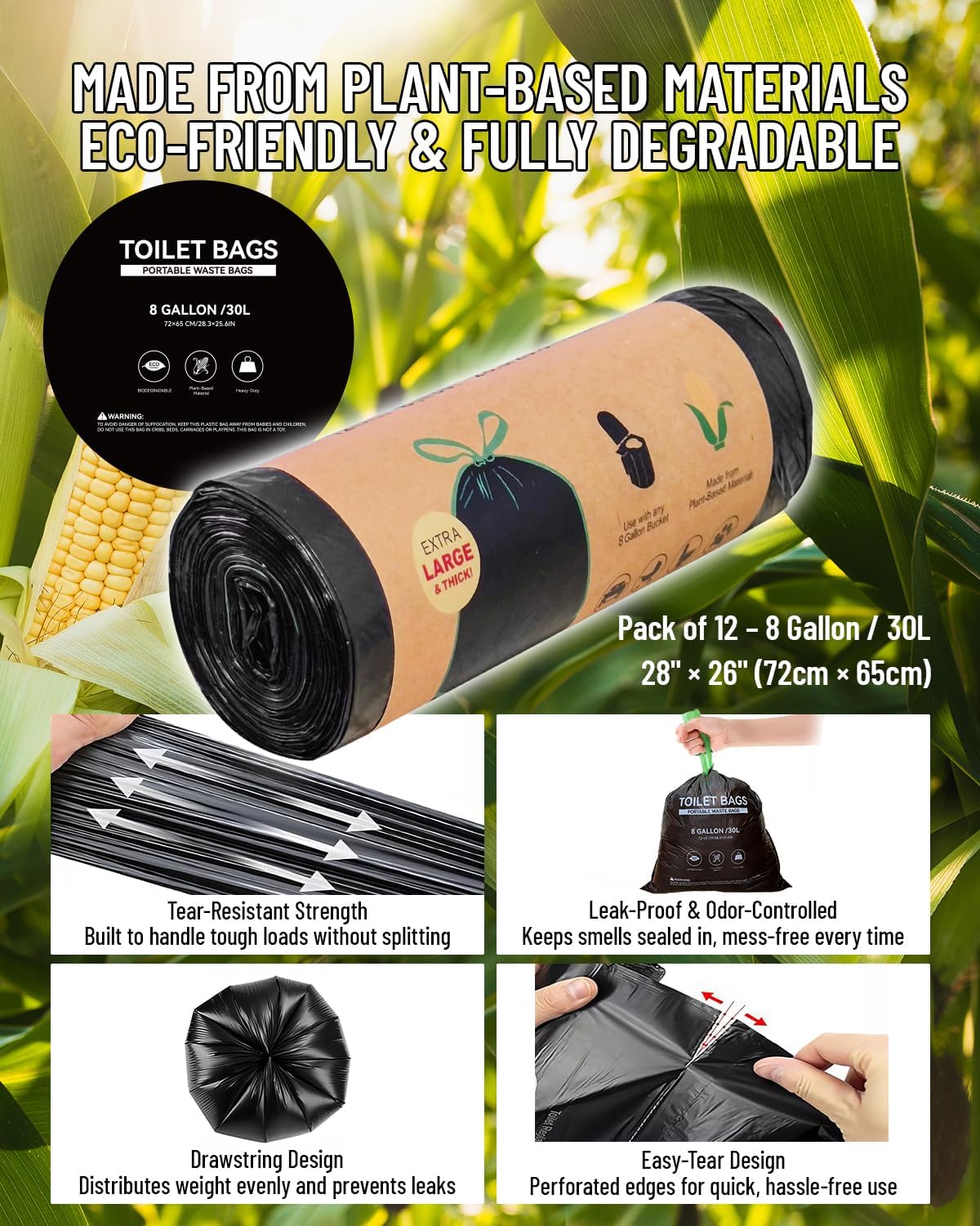 Portable Toilet with Urine Gel & Leak-Proof Bags – Odorless Camping Toilet for Adults & Kids, Outdoor Travel Potty with Ergonomic Design