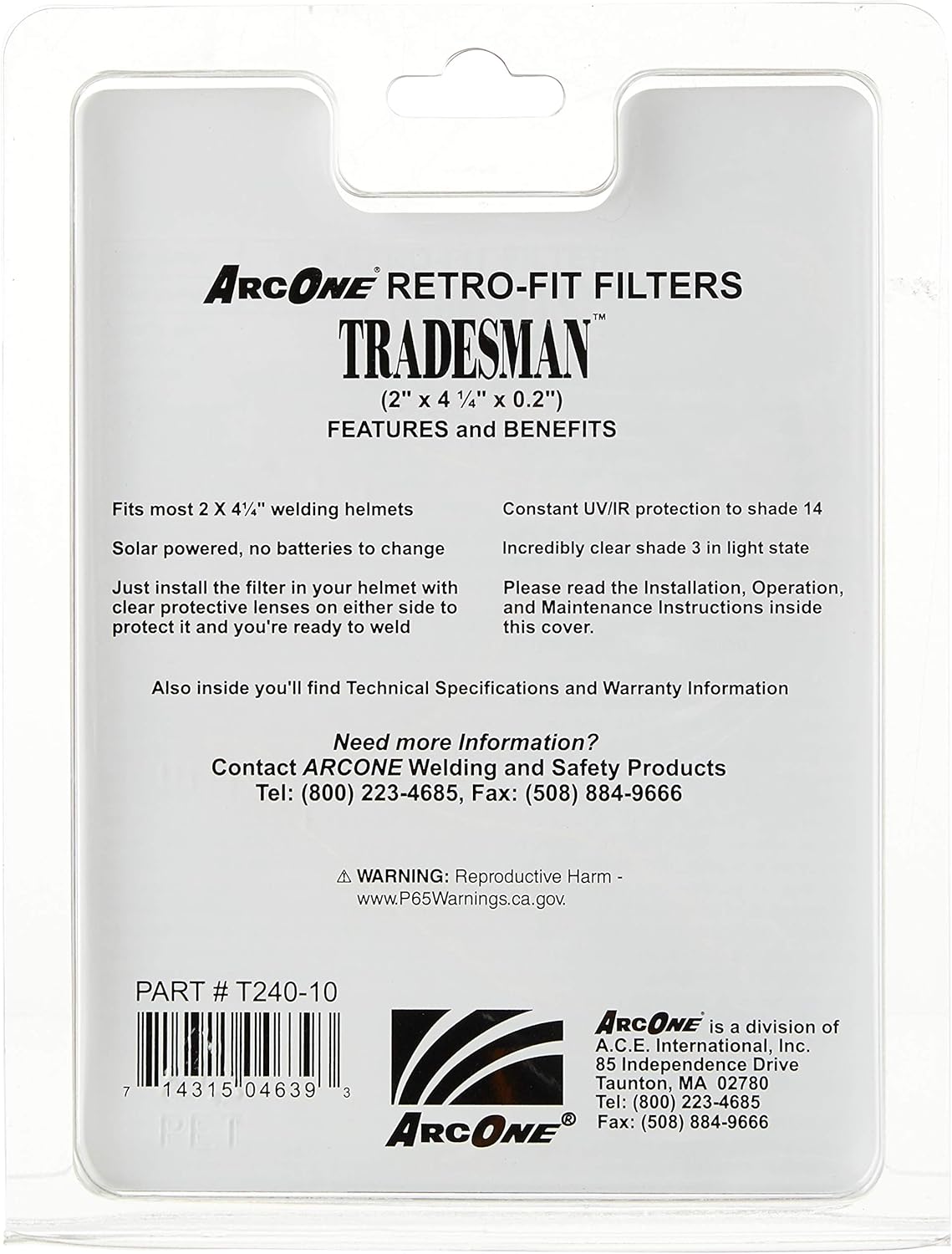 One-Day Sale: Up to 70% Off ArcOne T240-10 Tradesman Horizontal Auto-Darkening Filter for Welding Helmets, 2 x 4.25 x 0.2