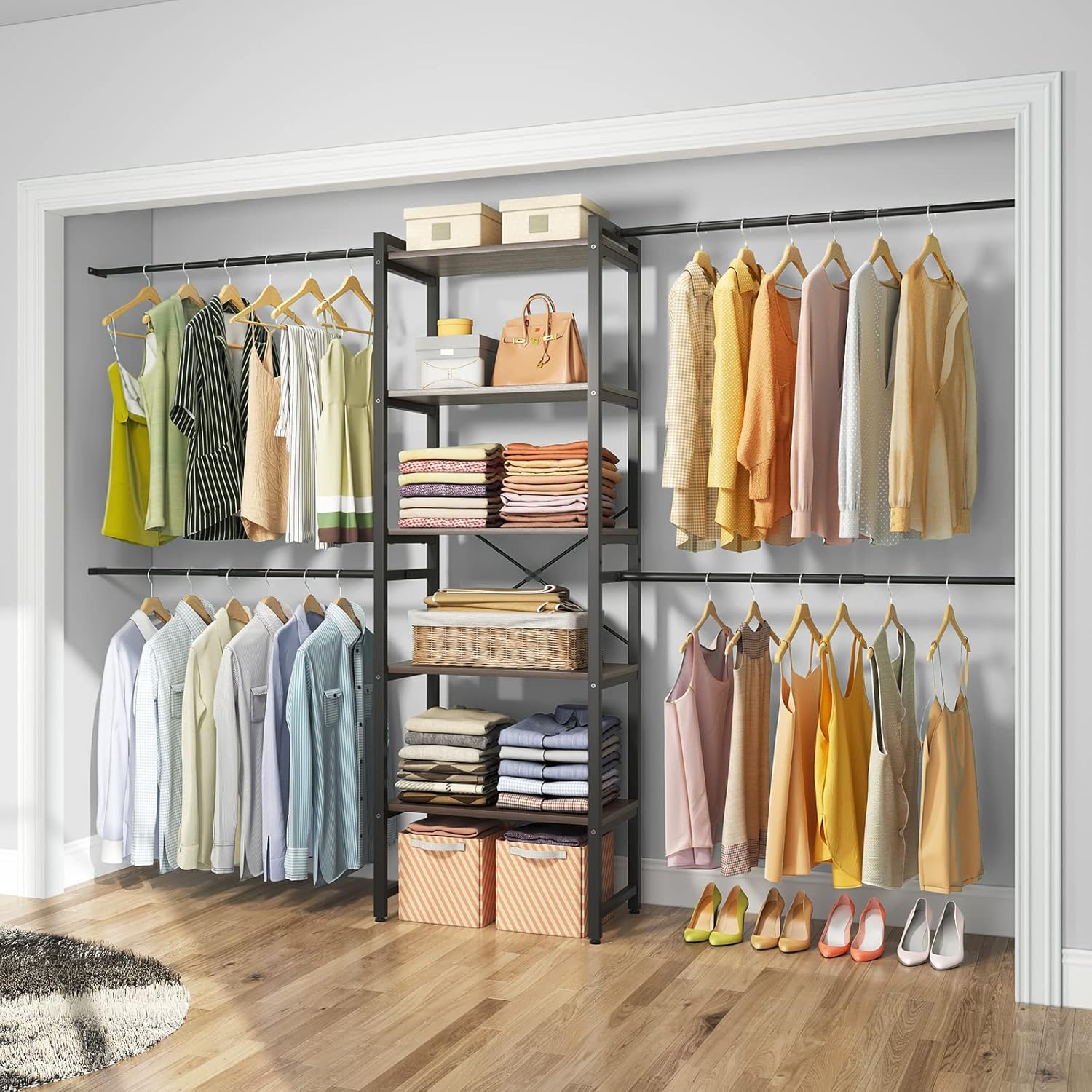 Timate P6i Heavy Duty Garment Rack Clothes Rack Adjustable Walk in