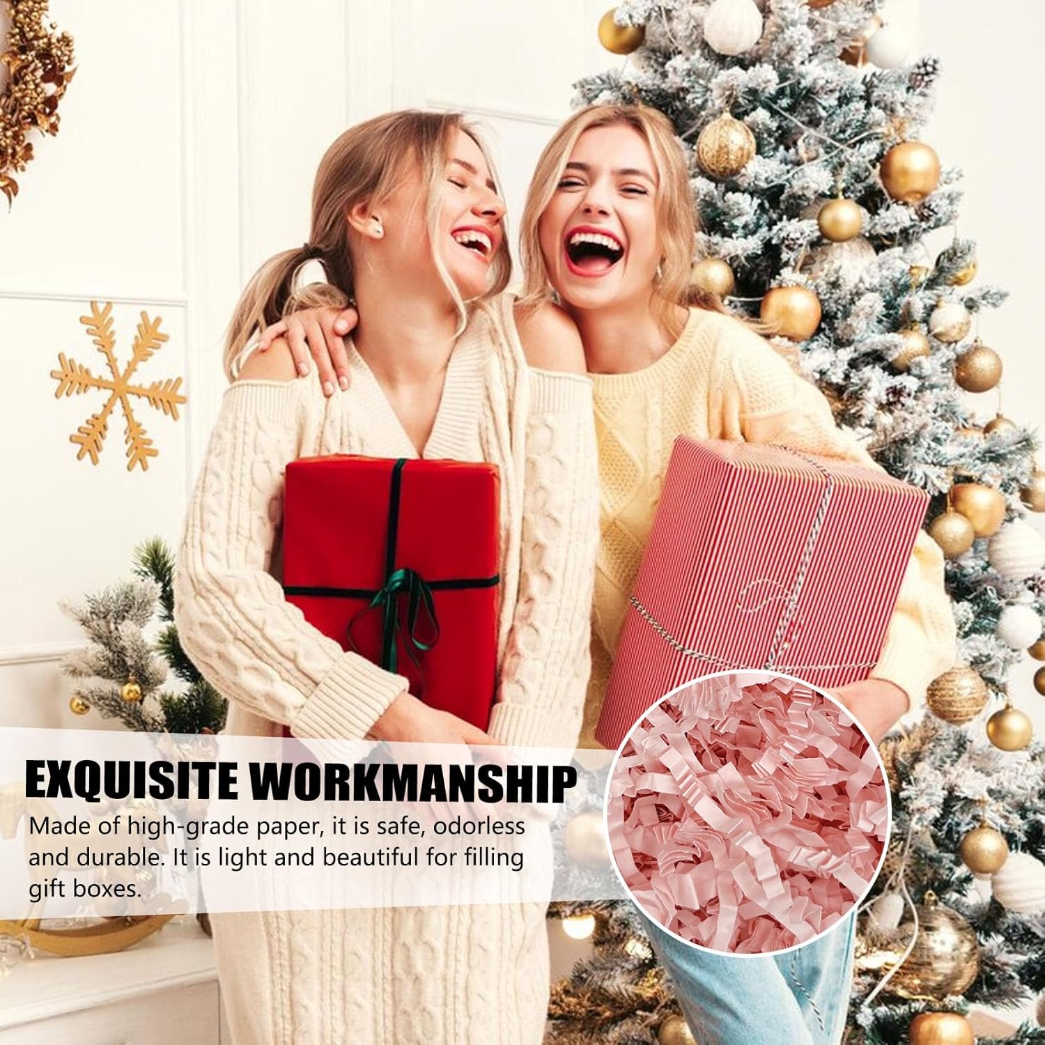 ZEBMOON 2 LB Light Pink Crinkle Cut Paper Shred Filler Great for Gift Wrapping, Basket Filling, Birthday, Wedding, Christmas Day, Valentine's Day Party Decorations Filling Supplies - Image 5