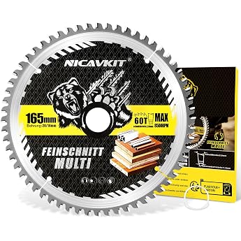Circular Saw Blade Diameter 165 x 20 mm for Wood Metal and Aluminium and Many More Includes 16 mm Reducing Ring Multi Material Fine Cut Saw Blade 160 x 20 Compatible with Bosch Makita & Dewalt etc.
