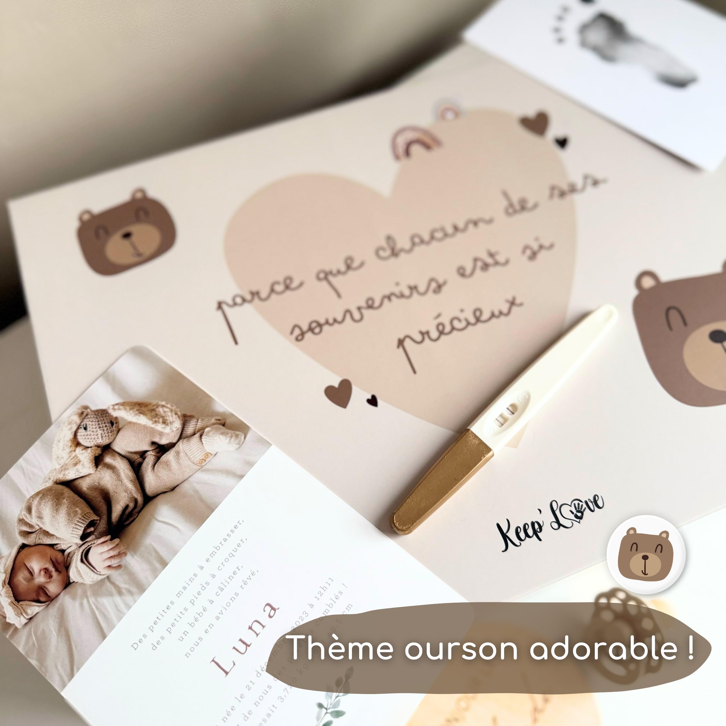 Keep'Love - Boîte à Souvenirs Bébé - Coffret de Naissance Boîte Souvenirs Enfant - Cadeau Naissance - Baby Shower - Personnalisable Prénom au Stylo (Boîte à souvenirs seule)