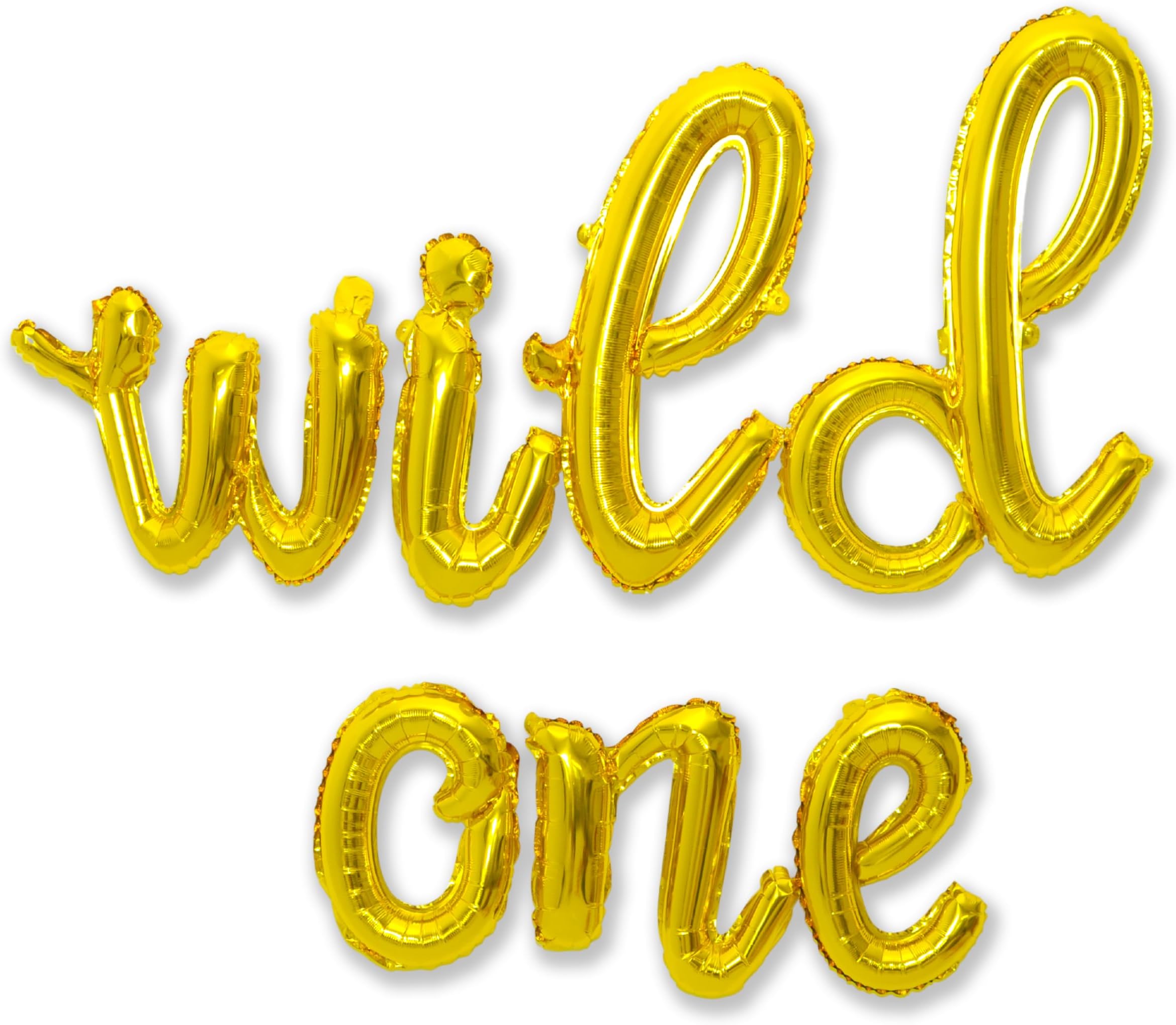 Wild One Cursive Letter Balloons - First Birthday Decorations For A Baby Boy & Baby Girl Party Supplies | Gold Wild One Balloon Sign Banner In Script Letters (Cursive GOLD)