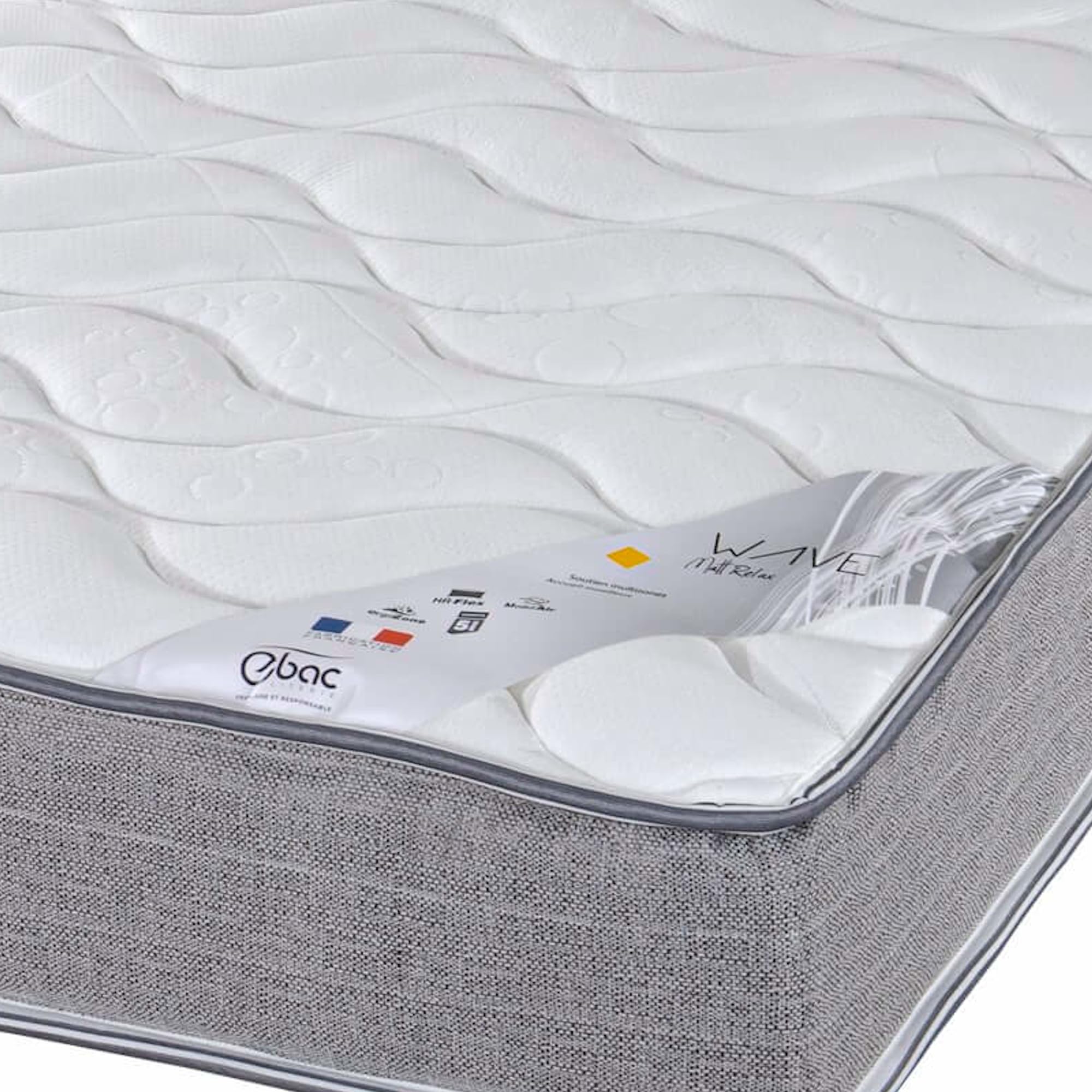 EBAC Literie Lit électrique S62 + Matelas Wave 2x90x200 - Mousse - Soutien Ferme - Made in France