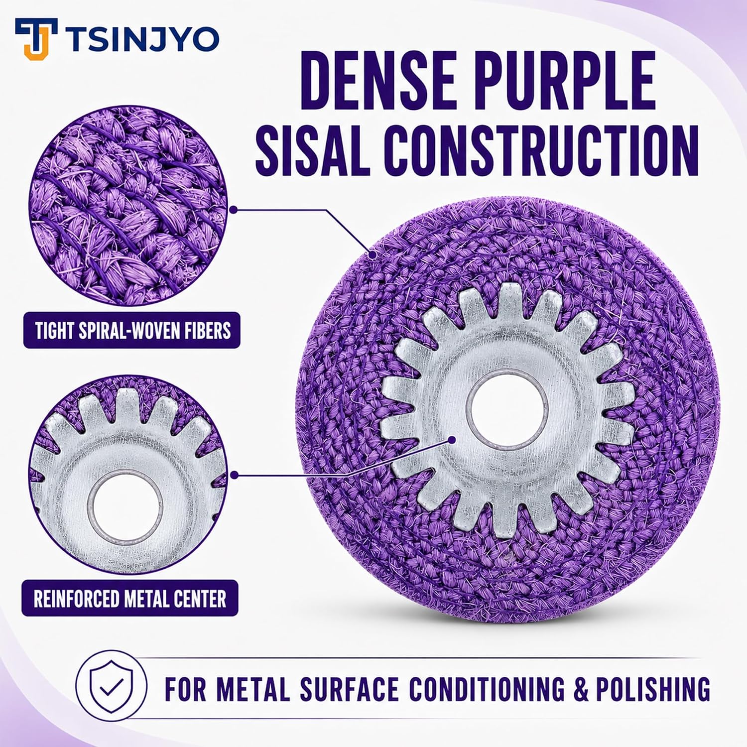 10Pcs 4 inch Sisal polishing Wheel 5/8 inch Arbor for Bench Grinder, Buffering Wheel Pads for Grinding Metal,Stainless Steel, Aluminum, Car