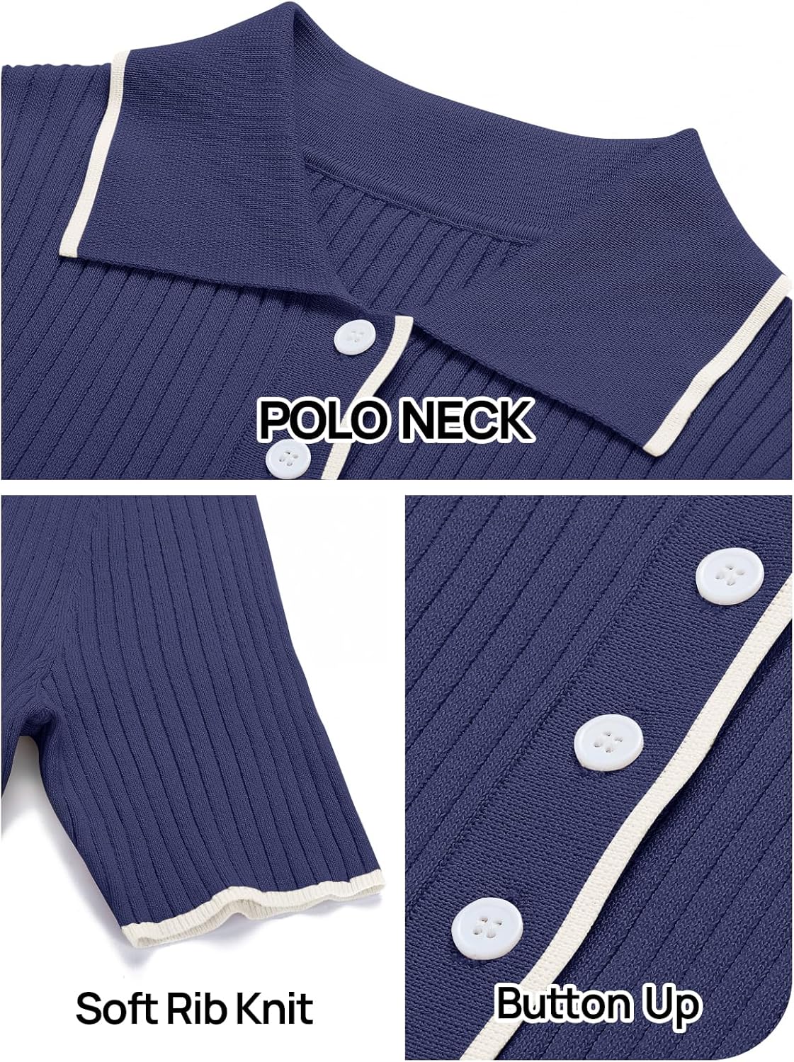 MEROKEETY Women's 2026 Spring Ribbed Maxi Dress Summer V Neck Button Short Sleeve Slim Fit Bodycon Knit Sweater Dresses - Image 5