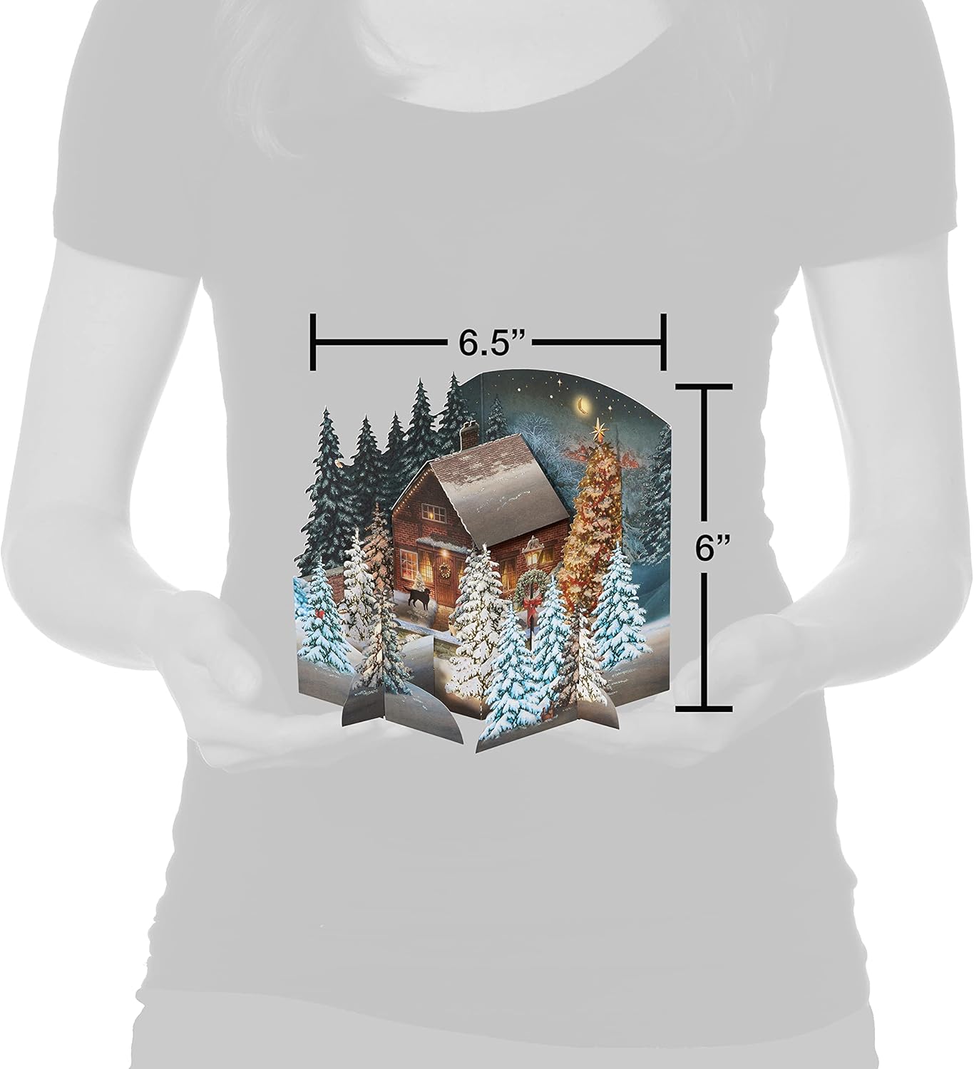 American Greetings Pop Up Holiday Card, Magic Moments Displayable 3D Rustic Cottage In The Wintery Pine Tree Forest Scene-Designed by Jacquie Lawson (Season's Greetings) - Image 6