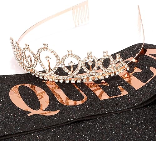 Miniatura 50 de CIEHER Corona de cumpleaños, banda de reina de cumpleaños y tiara de diamantes de imitación para mujeres y niñas, tiaras y coronas para mujeres