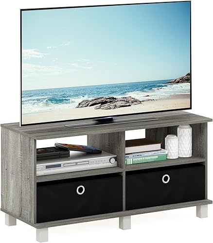 Miniatura 5 de Furinno Andrey Entertainment Center with Bin Drawers, French Oak Grey/Black Roble francés,Ámbar Pino/Negro,Espresso