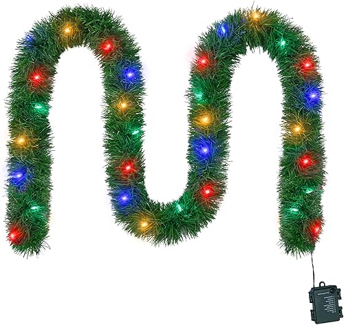 Miniatura 7 de WEMADE Guirnalda de Navidad preiluminada de 15.4 pies con luces – 50 guirnaldas iluminadas LED para decoraciones de Navidad en interiores y Blanco