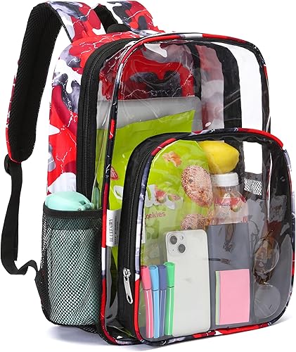 BLUEFAIRY Mochila transparente, rojo, camuflaje (Camo-Red), Azul camuflaje