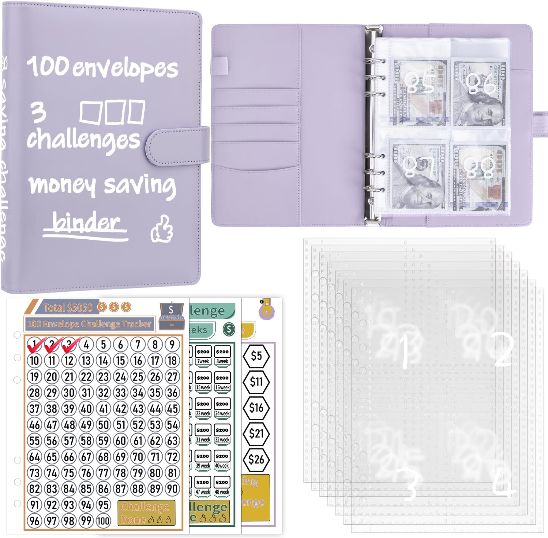 100 Envelopes Money Challenge - Sparsystem Für $5050 Budget Binder