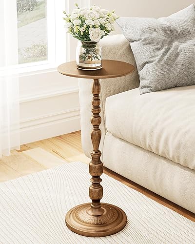 Bronze Side Table, Art Deco Vintage Metal End Table 25"