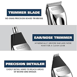 Wahl USA Rechargeable Lithium Ion All in One Beard Trimmer for Men with Detail and Ear & Nose Hair Trimmer Attachment - Model 9854-600B