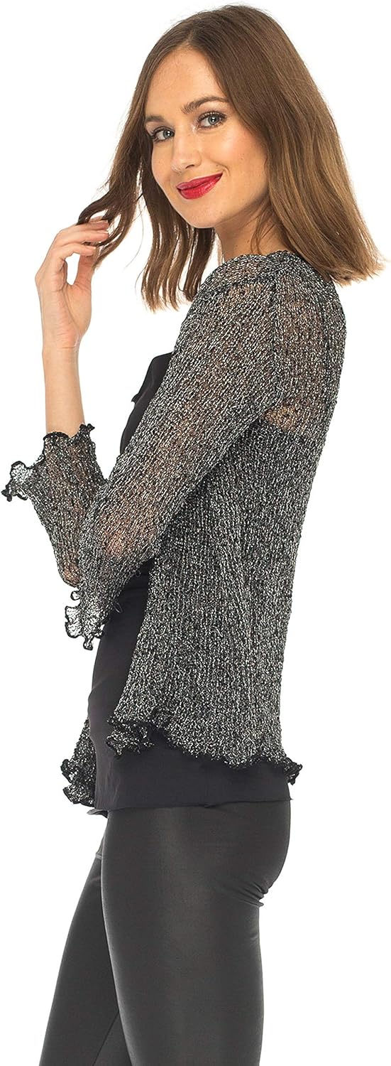 SHU-SHI Womens Sparkly Knit Sheer Shrug Cardigan Bolero Top One Size Fits Most - Image 4