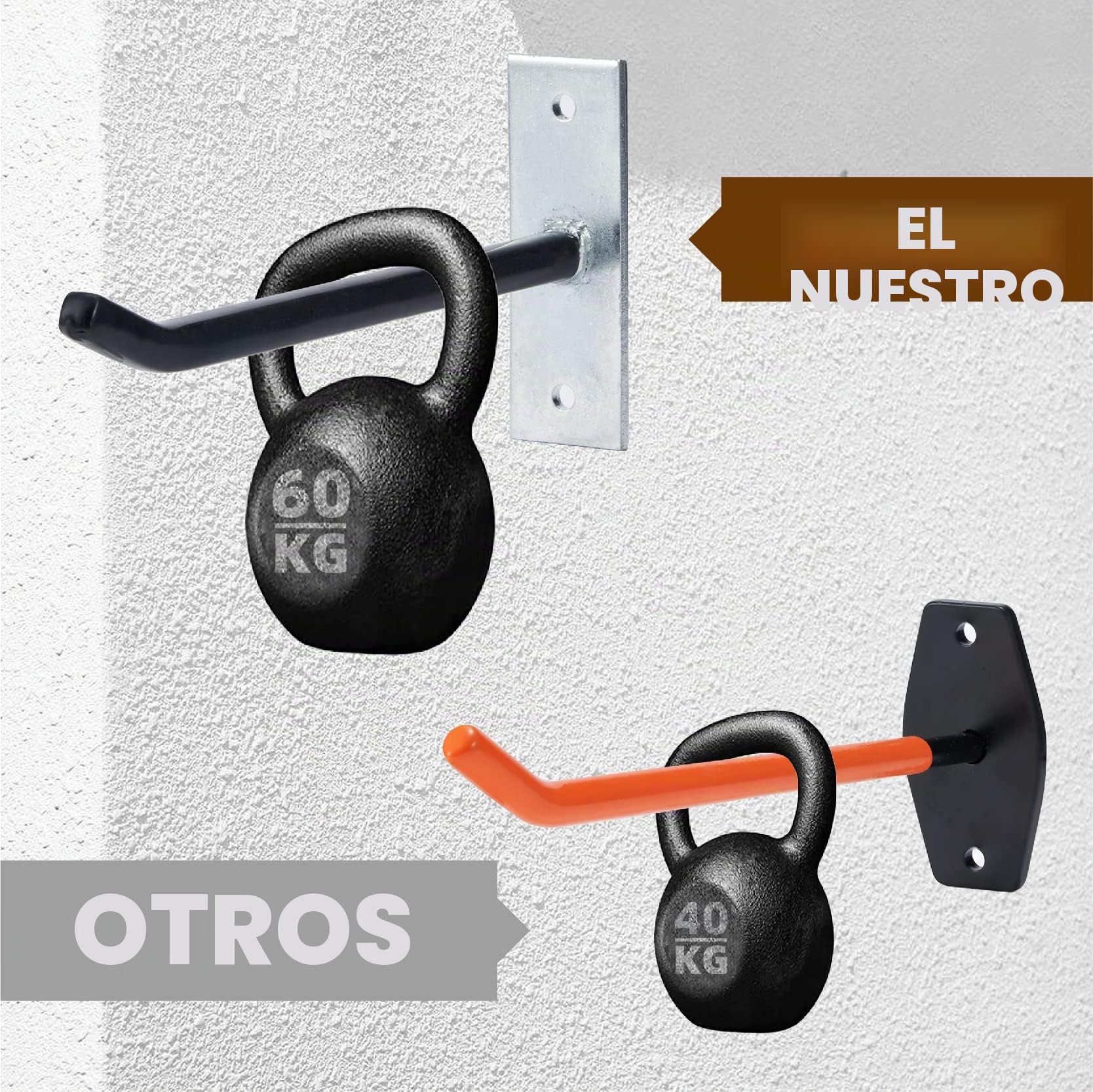 Sinoer 4 ganchos de garaje para sistema de almacenamiento de neumáticos, ganchos de montaje en pared con tornillos y anclajes de metal, soporte para neumáticos/llantas para coche, color negro